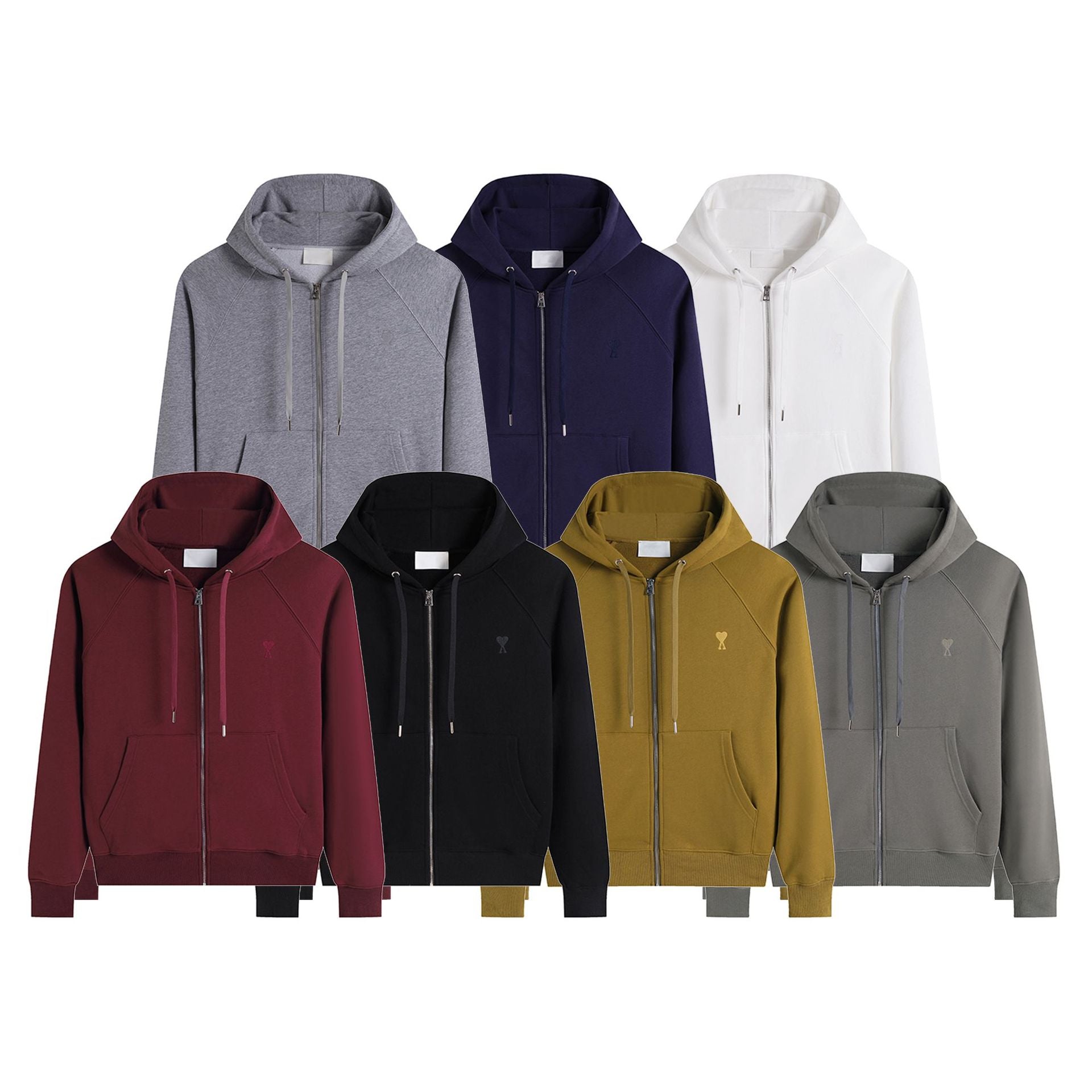Hooded Cardigan 2025 Autumn And Winter Love Embroidery Solid Color Cross-border Trendy Brand Zipper Sweatshirt