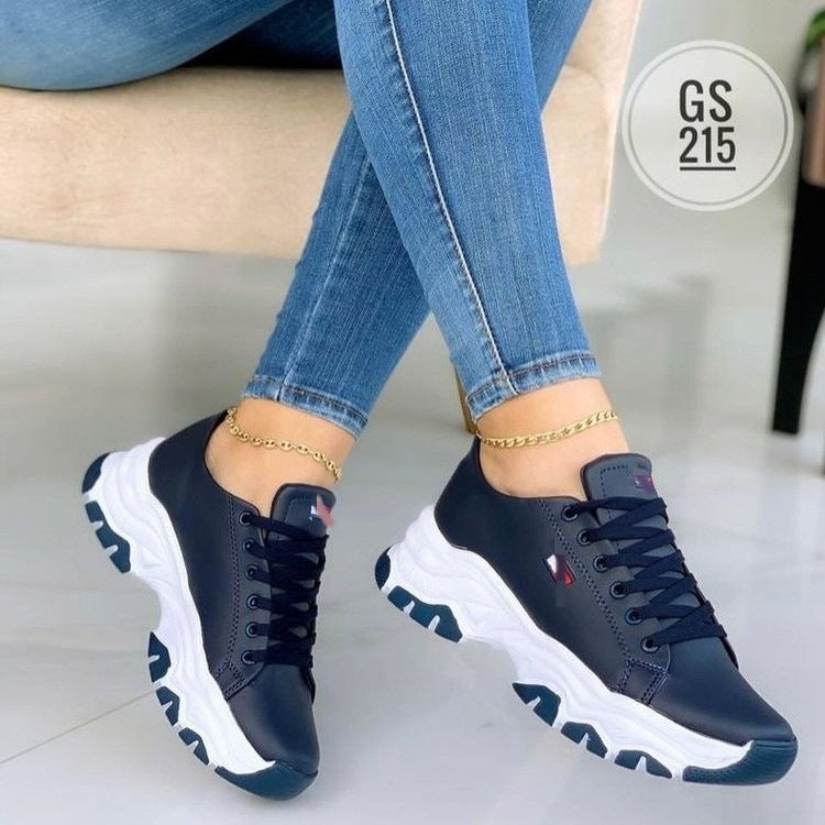 Women&#039;s Sports Shoes New Foreign Trade Large Size European And American Thick-soled Color Matching Leisure Low-top Sports Shoes