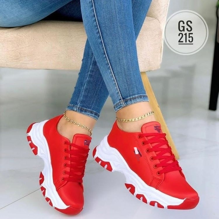 Women&#039;s Sports Shoes New Foreign Trade Large Size European And American Thick-soled Color Matching Leisure Low-top Sports Shoes