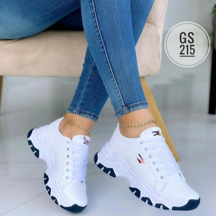 Women&#039;s Sports Shoes New Foreign Trade Large Size European And American Thick-soled Color Matching Leisure Low-top Sports Shoes