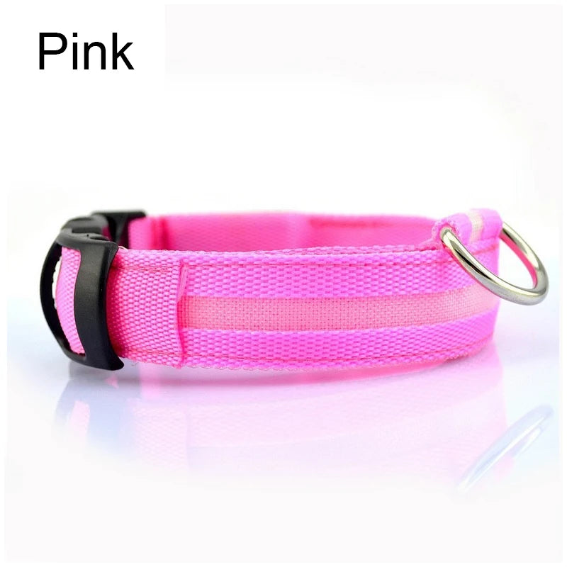 LED Nylon Dog Leash & Collar Set – Glow-in-the-Dark Flashing Pet Gear for Night Safety