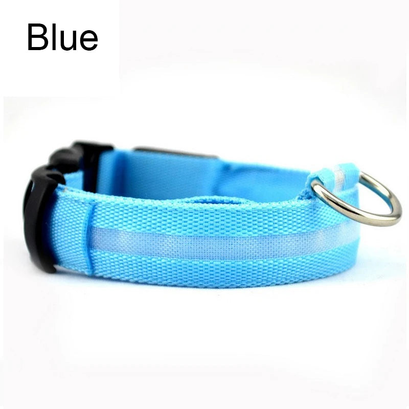LED Nylon Dog Leash & Collar Set – Glow-in-the-Dark Flashing Pet Gear for Night Safety