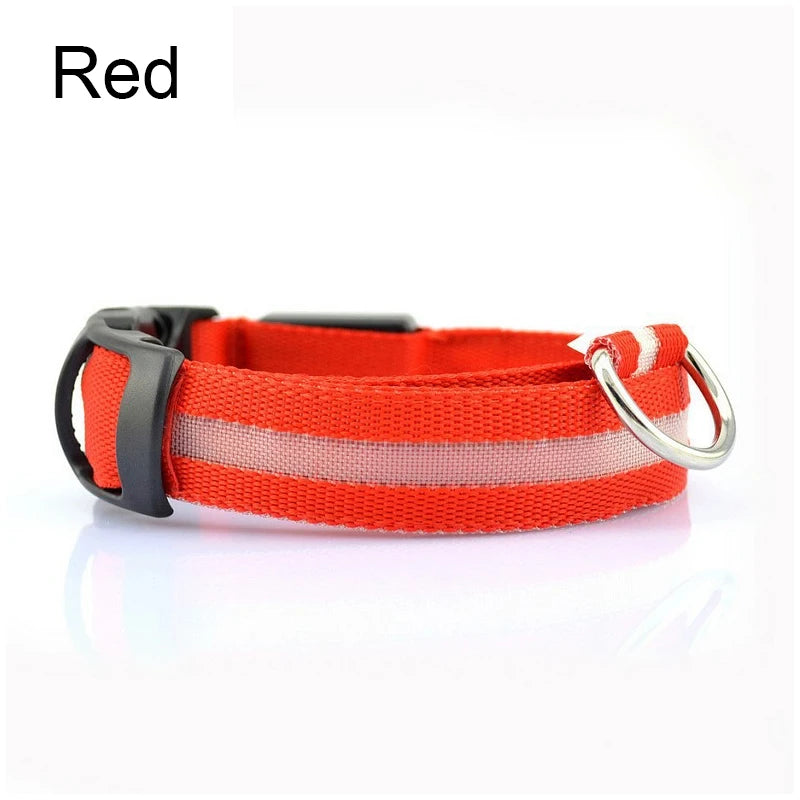 LED Nylon Dog Leash & Collar Set – Glow-in-the-Dark Flashing Pet Gear for Night Safety