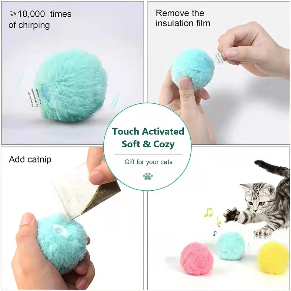 Smart Cat Toys – Interactive Plush Catnip Toy Ball with Realistic Animal Sounds for Cats & Kittens