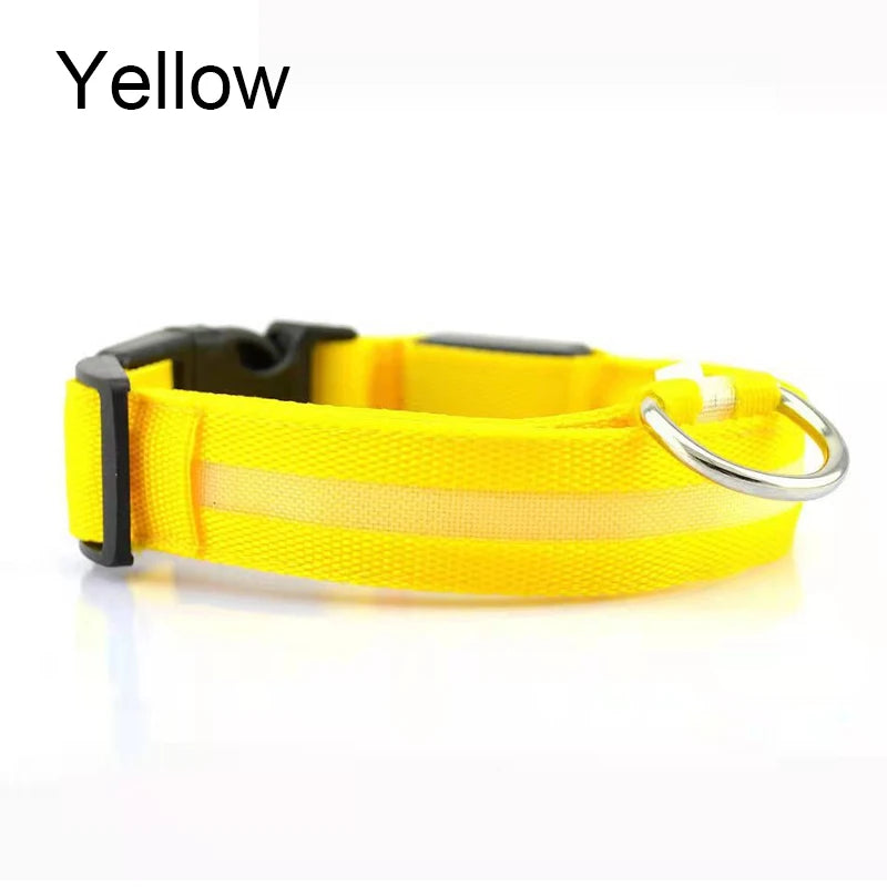 LED Nylon Dog Leash & Collar Set – Glow-in-the-Dark Flashing Pet Gear for Night Safety