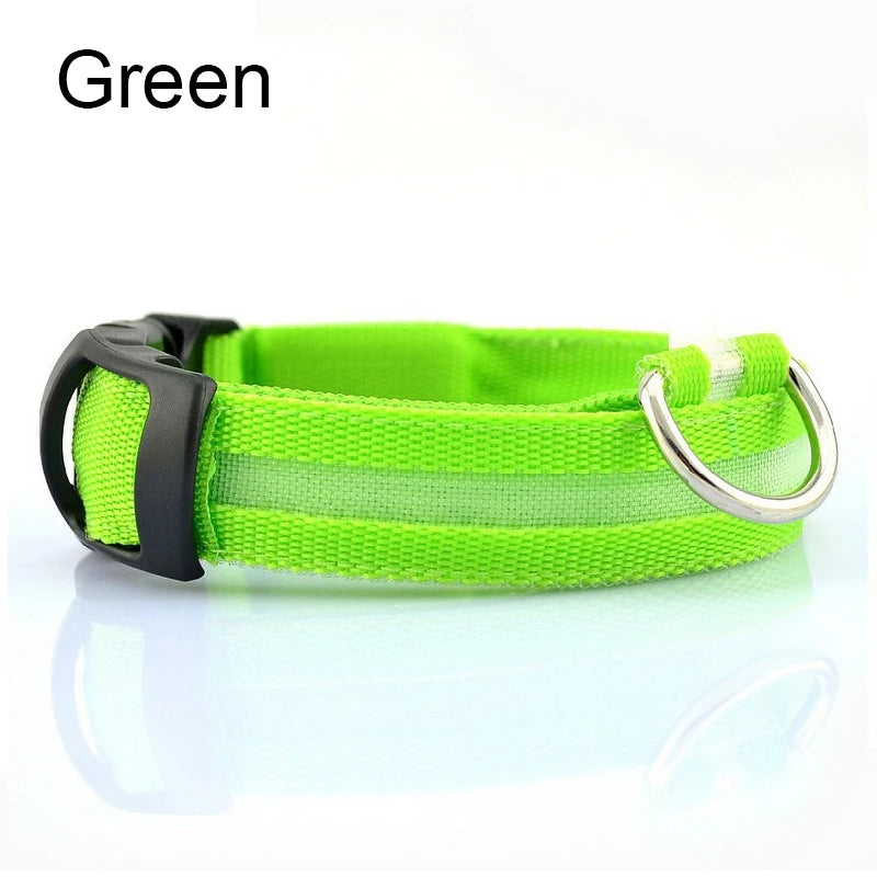 LED Nylon Dog Leash & Collar Set – Glow-in-the-Dark Flashing Pet Gear for Night Safety